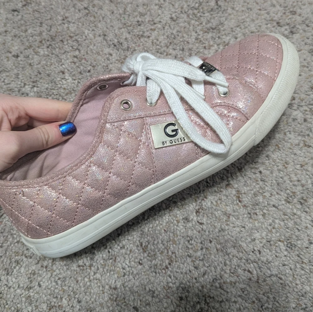 G by Guess Shimmering Pink Quilted Sneakers